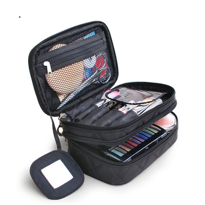 2018 Quilted lady Mini trunk Cosmetic originality black nylon waterproof Wash bag Manufactor Direct selling