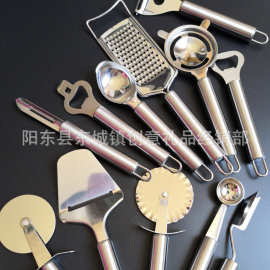 430不锈钢圆管柄小厨具开瓶器不锈钢三角披萨铲 瓜刨削皮