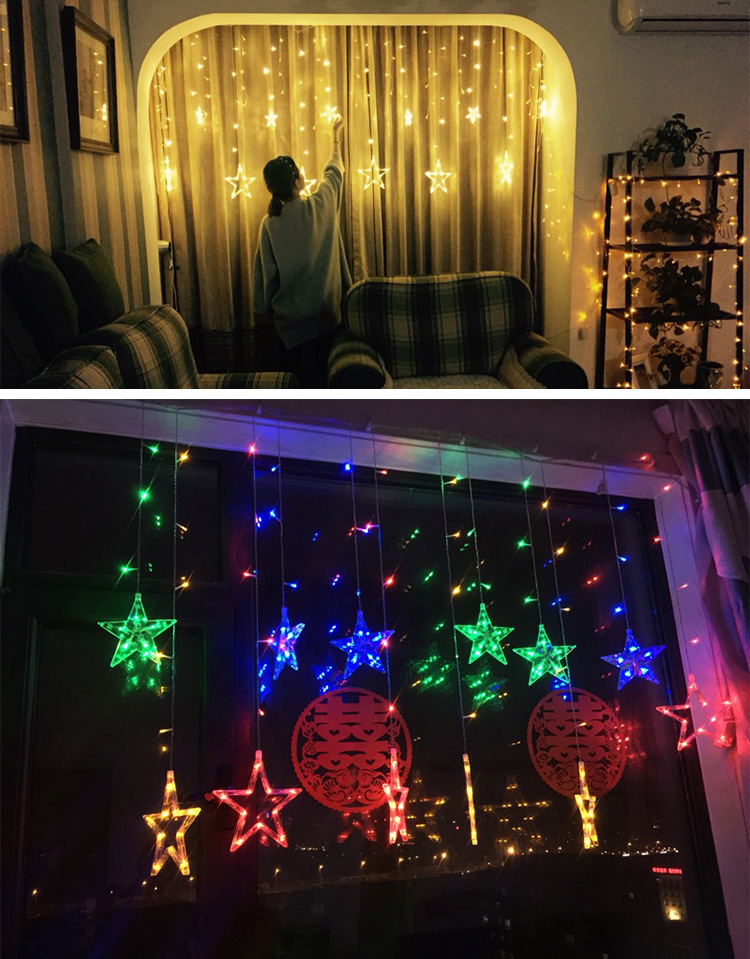 大小星星月亮窗帘灯17