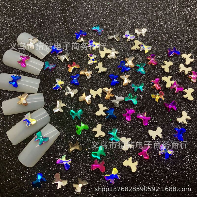 Internet Celebrity Day AB Fantasy Flat Bottom Nail Diamond Bow Nail Sequins diy Explosive Nail Jewelry Internet Celebrity Day AB Fantasy Flat Bottom Nail Diamond Bow Nail Sequins diy Explosive Nail Jewelry