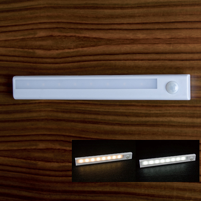 亚马逊8LED人体红外线感应灯智能衣橱柜灯 长方形LED光控小夜灯