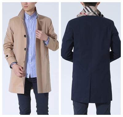 欧美英伦男装风衣单排扣暗扣中长款经典大衣特价|ms