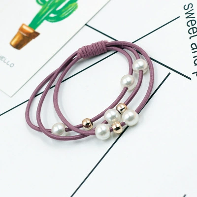 Fresh durable hair rope from pearl for adults, three in one, simple and elegant design