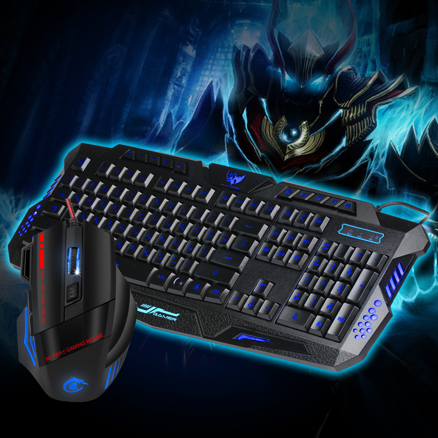 New J20 Luminous Set 3200dpi Gaming Mouse and Cable Three Color Backlit Keyboard_voghion.com