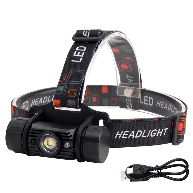 LED Sensing headlights USB charge outdoors Strong light Go fishing Hunting Flashlight Headlight