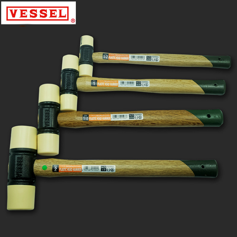 日本VESSEL威威木柄橡胶锤70系列1/4~2英寸橡皮榔头地板砖安装锤
