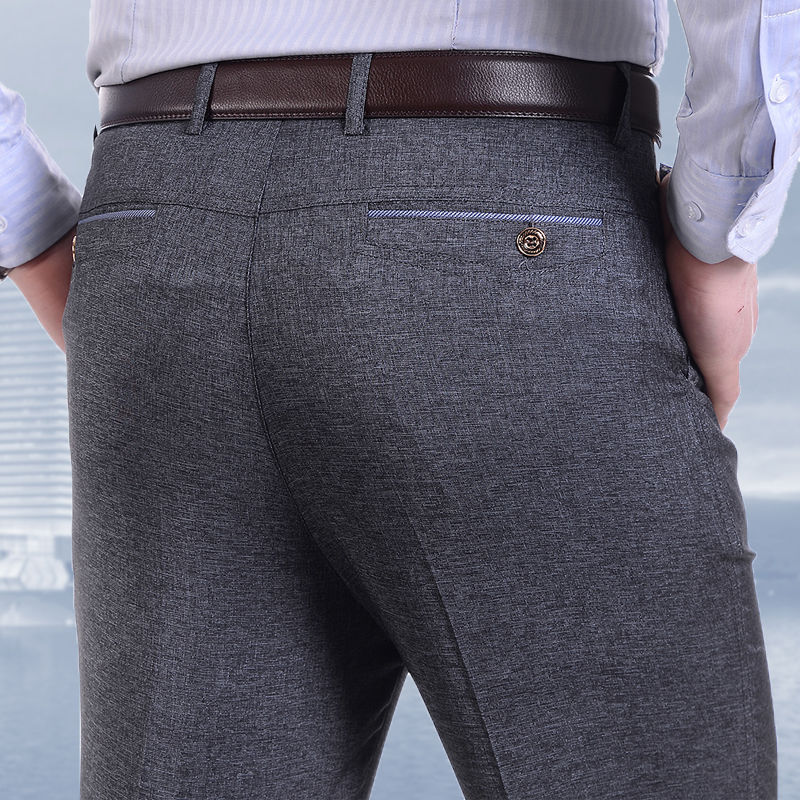 中老年男裤秋季厚款中年男士休闲裤宽松西裤爸爸装直筒长裤子秋裤|ru