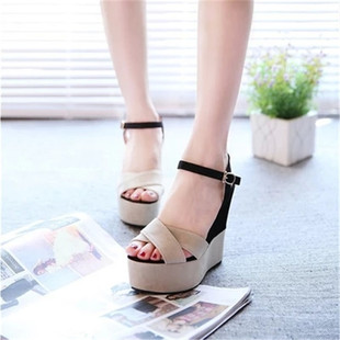2019 summer new sandals platform wedge peep toe shoes fashion color matching super high heel Roman shoes women's shoes foreign trade