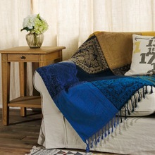 春夏復古線毯空調毯高級沙發巾裝飾沙發毯蓋毯提花雪尼爾披毯
