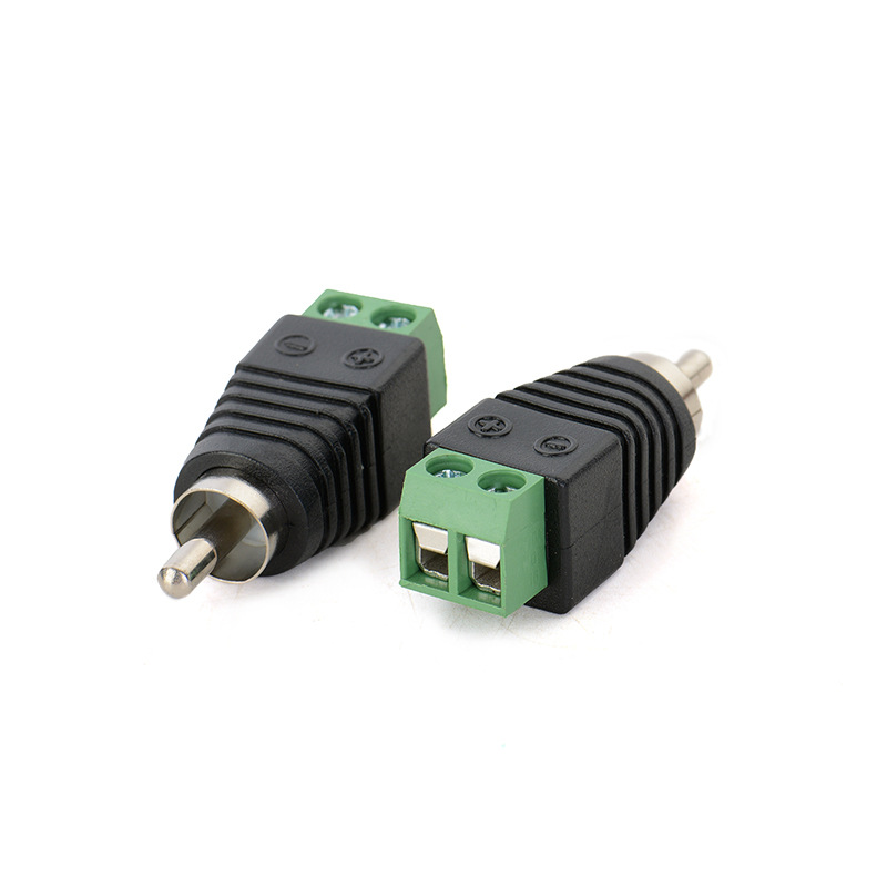 免焊接RCA公头莲花插头AV音响功放音视频转接头后端螺丝固定接线