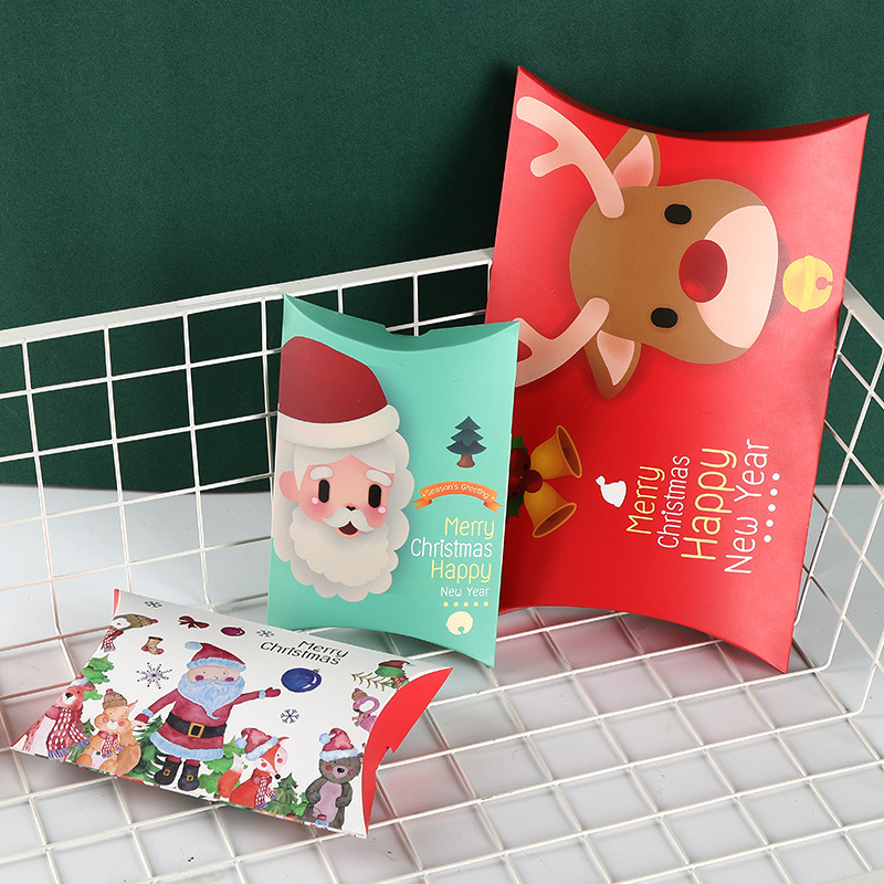 创意圣诞礼物糖果盒S3020大号圣诞麋鹿枕头式包装纸盒