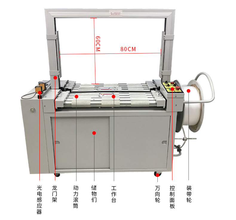 Fully automatic strapping machine, hot-melt pp tape sealing machine, strapping machine with power platform detail image 3