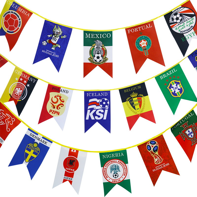 World Cup string flag party Supplies triangle Coloured flag national flag decorate showbill Site arrangement Customized