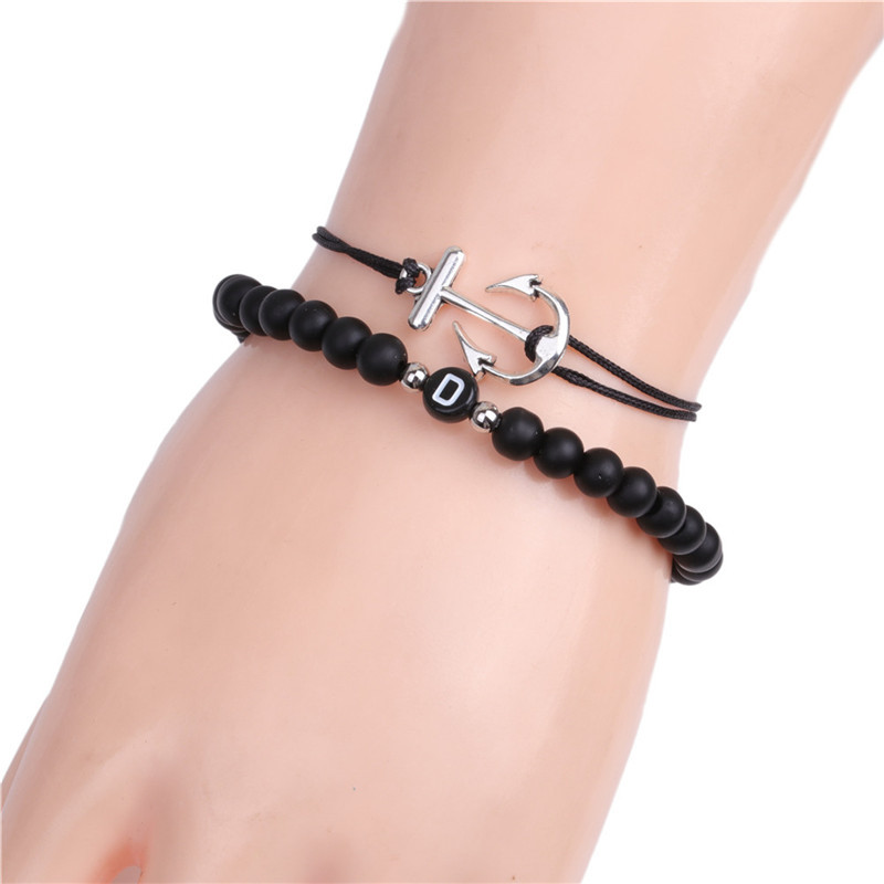 fashion black frosted stone English letters heart bracelet setpicture21