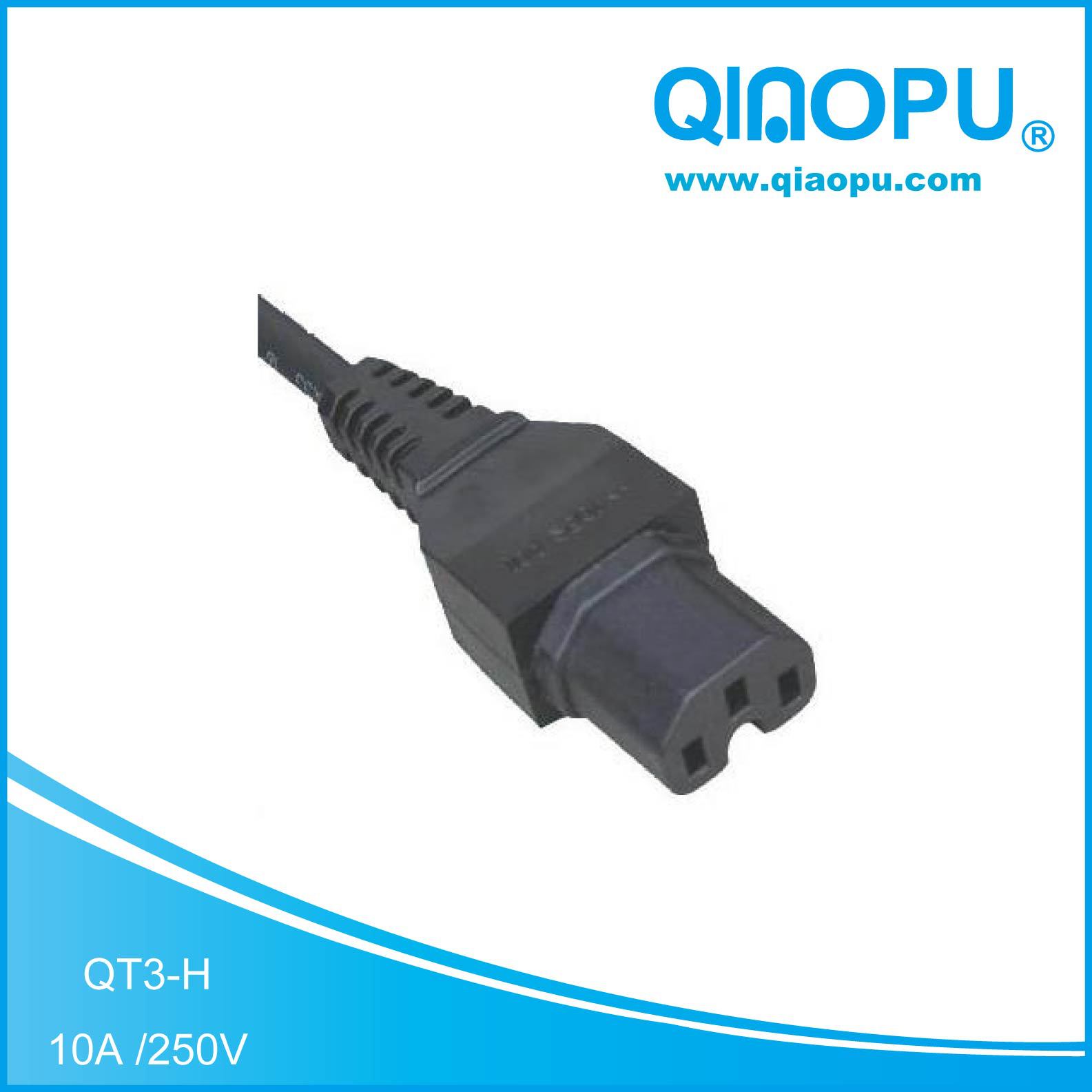 美标欧标 SAA VDE IEC连接器三芯 C15品字尾电源线 125/250V