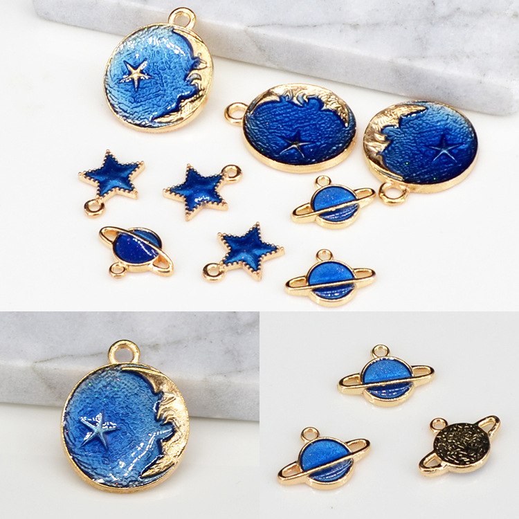 10 Pcs/package Simple Style Star Moon Alloy Enamel Plating Pendant Jewelry Accessories display picture 2