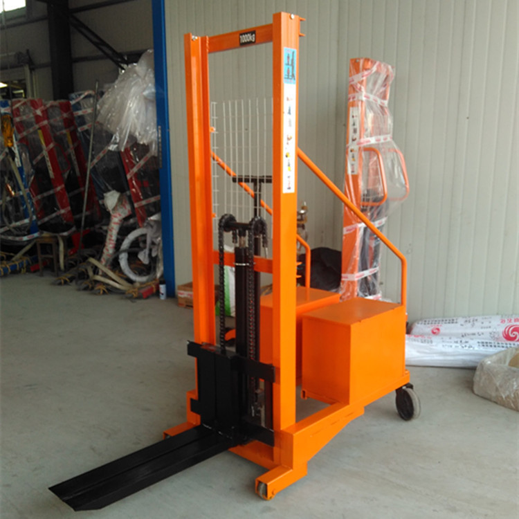 无腿式液压升高车 液压配重车 手动液压配重式堆高车 1吨1.6米