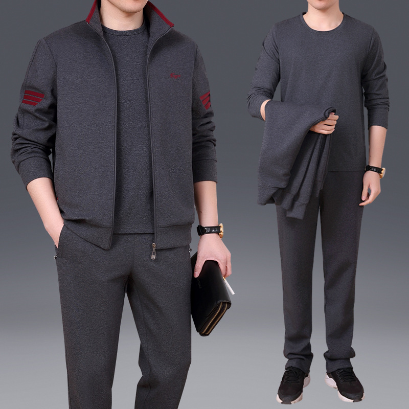 Middle-aged and Elderly Sportswear Suit Men's 2023 Spring and Autumn Casual Suit Dad's Large Size Long-sleeved Sports Suit