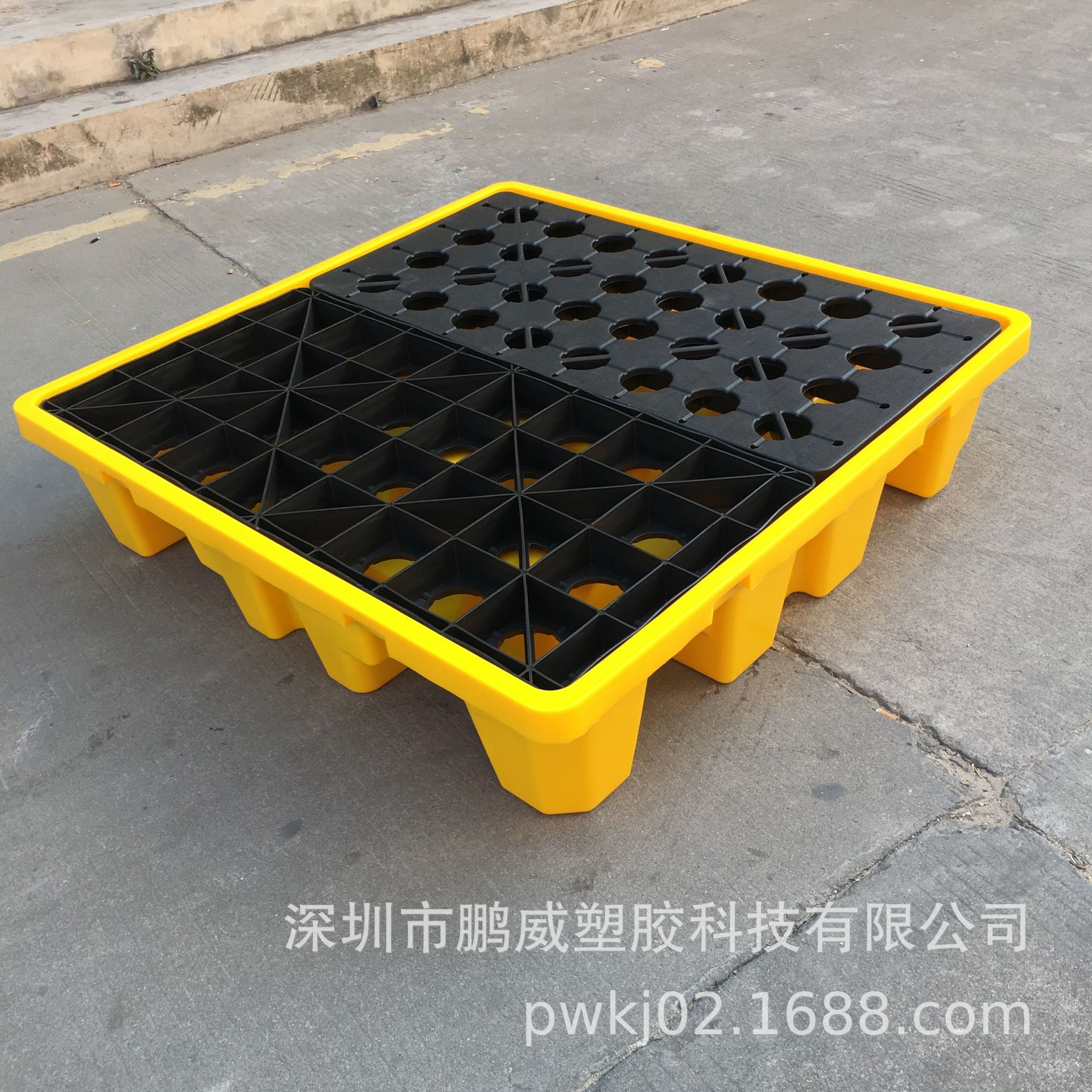 包邮广东塑料防泄漏托盘200L油桶运输垫板四桶盛漏托盘聚乙烯栈板