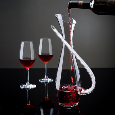 U型斜口葡萄酒玻璃快速红酒醒酒器创意无铅水晶红酒倒酒器可定制|ru