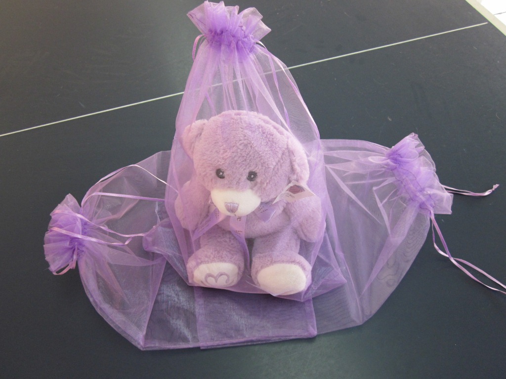 现货供应30*40cm紫色大号纱袋澳洲原单薰衣草小熊纱袋配件饰品