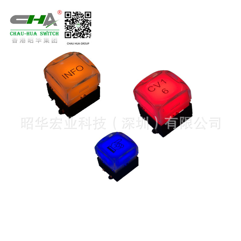 带灯开关 专业12*12按键带灯带电源图案帽轻触开关  轻触开关带灯
