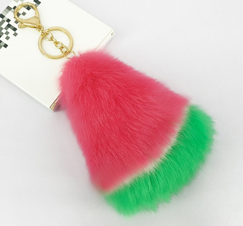 New rabbit fur fruit watermelon plush faux fur ball keychain pendant bag accessoriespicture6