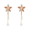 Silver needle, long universal earrings from pearl, silver 925 sample, flowered, wholesale
