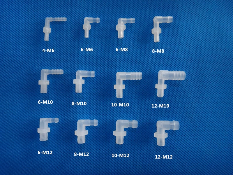 Метрический локоть М10, М8 продел нитку локоть 90 ° прямоугольного локтя сопла М6 пластиковое продетое нитку соединительную пластмассу