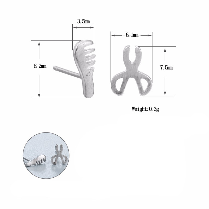 Simple Asymmetric Comb Scissors Stud Earrings display picture 16