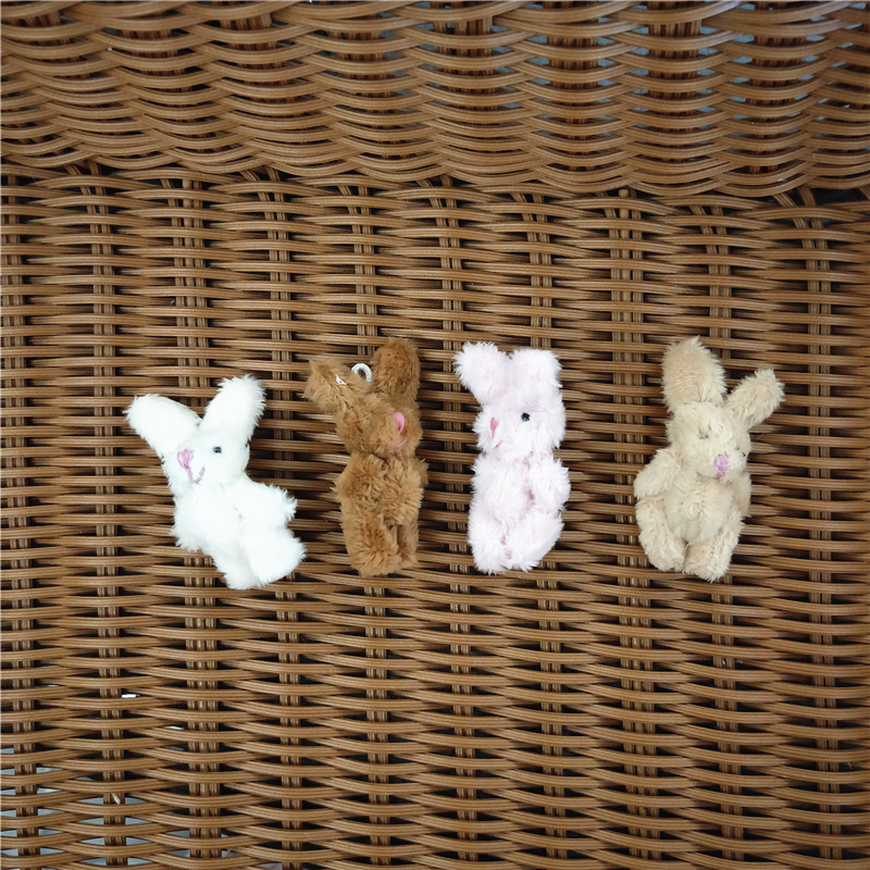 Mini 5.5CM Fluffy Bunny plush toy joint bear earrings and other DIY accessories doll