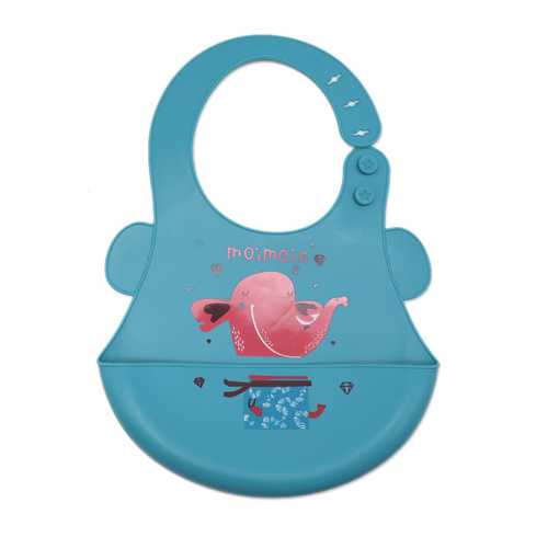 2024 cartoon silicone bib three-dimensional no-wash waterproof eating bag for children 6-stop adjustable large baby bib