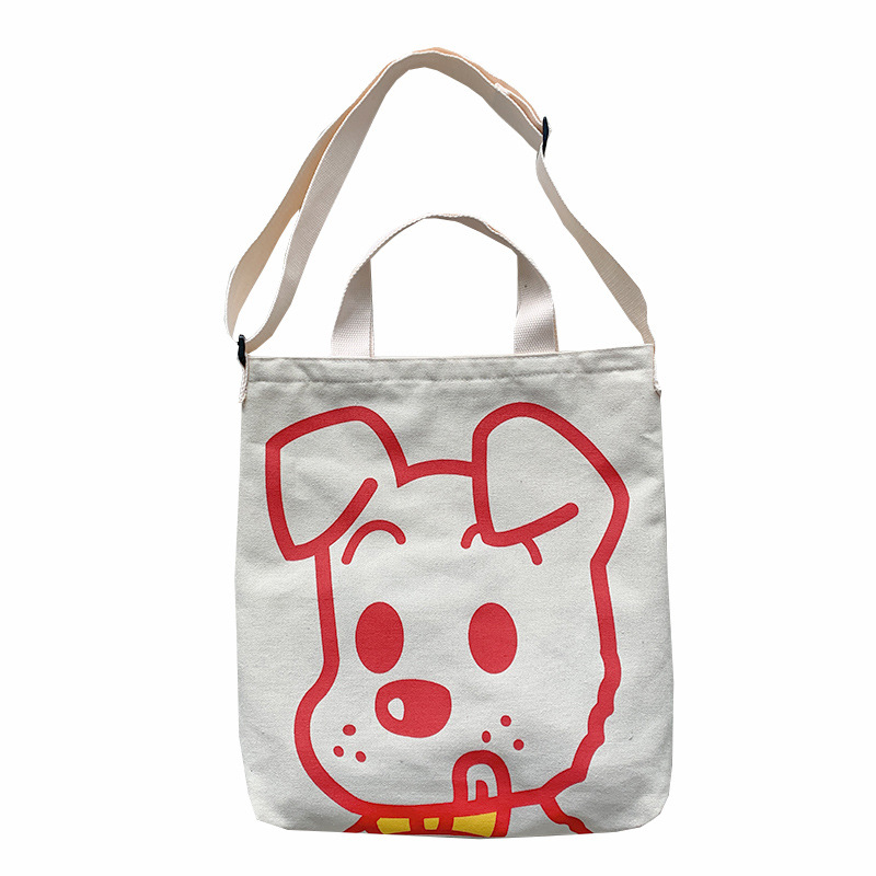 Bolso de lona bolso cruzado para mujer 2025 nuevo estilo estilo japonés versátil bolso de hombro de dibujos animados de gran capacidad bolso de tela para estudiantes estilo k