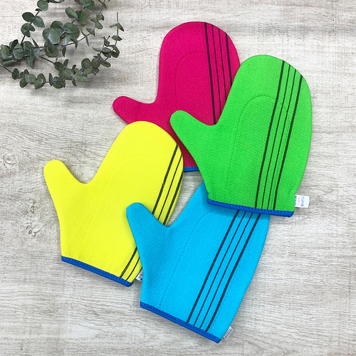 Korean elderly lady's palm-sized scrubbing glove for adults, fine sand for scrubbing, thumb scrubbing glove, bath glove, bath towel