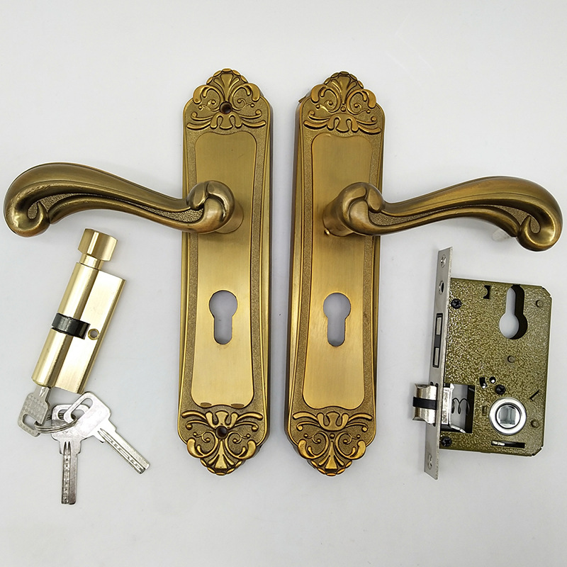De estilo europeo Huanggu dormitorio de madera manija de la puerta mudo cerradura de la puerta mecánica al por mayor manija de hardware de interior cerradura de la puerta universal