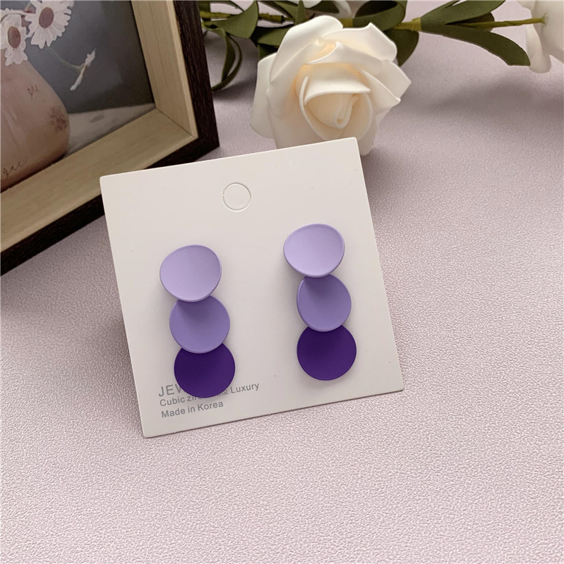 S925 2023 new fashion purple round earrings South Korea temperament long fairy girl earrings A171