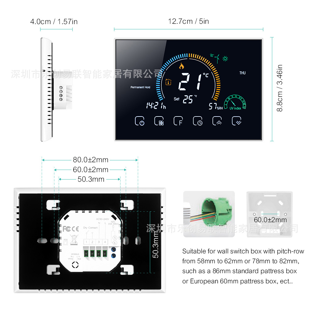 BHT-8000GC/LW termostato inteligente interruptor teléfono móvil App voz WiFi pantalla táctil LCD caldera calefacción