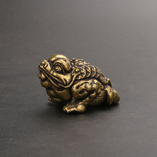 铜金蟾小摆件黄铜实心金钱串蟾蜍手把件创意仿古玩茶宠小铜器香插
