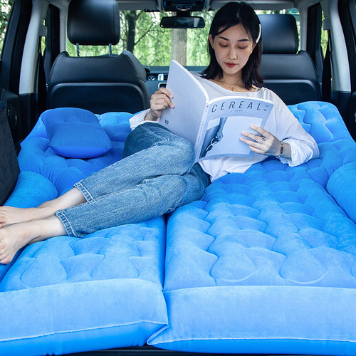 Off-road SUV rear car air bed, portable second-use car mattress, flocked multi-functional air mattress