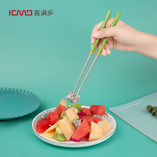 Set of Japanese-style tableware for individual use with one pair of anti-slip 304 stainless steel alloy chopsticks for serving