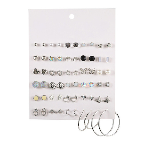 Korean Dongdaemun Fashion Earrings Simple Student Style Versatile Trendy Earrings Female Internet Celebrities Slimming Earrings Set