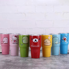 Cross-border outdoor portable hot-selling 304 stainless steel double-layer car ice cup cartoon thermos cup wholesale custom logo
