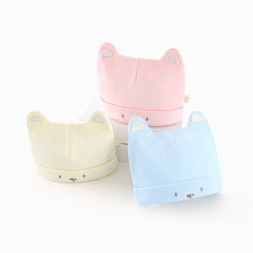 Double-layer double-ear baby hat, baby hood, newborn cap, children's hat 0-1 years old