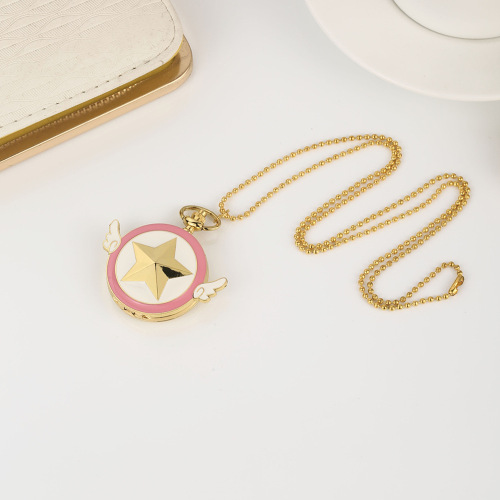 New Pocket Watch Wholesale Sailor Moon Wings Pocket Watch Variety Sakura Necklace Anime Pocket Watch Flip Quartz Watch