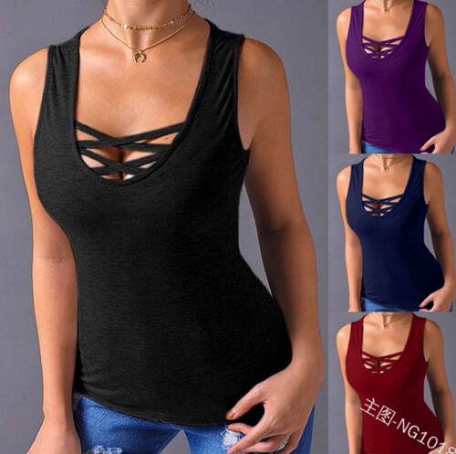 Cross-border Wish European and American-style New Arrival Cross-Strap Chest-Exposing Sleeveless Tight Sexy Base Top Women's Strapless T-Shirt