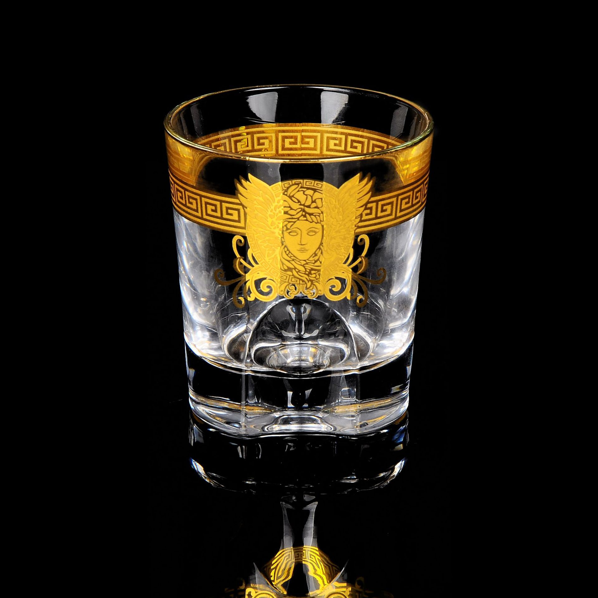 捷克品质水晶玻璃杯酒吧专用真金花纸威士忌杯啤酒杯洋酒杯烈酒杯