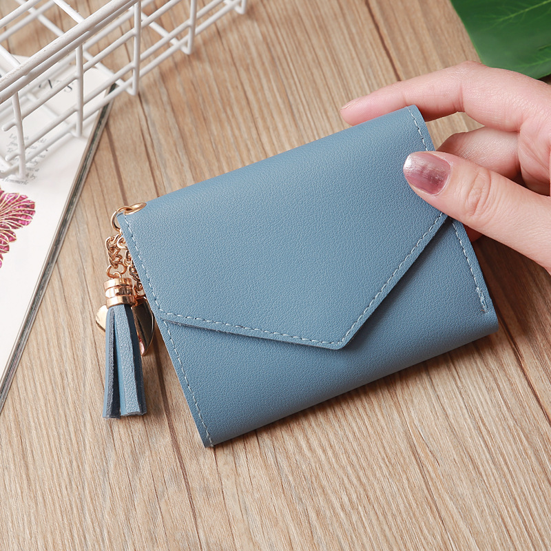 Korean Solid Color Short Tassel Wallet Wholesale display picture 28