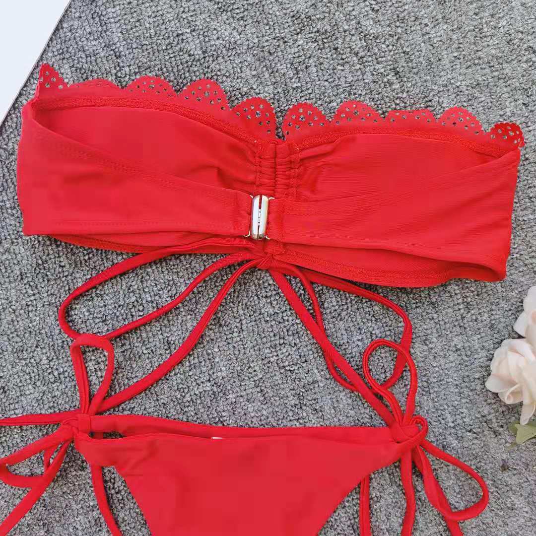 hot sale bikini ladies solid color split swimsuit lace swimwear NSZO3280