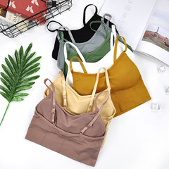 Kaka 646 sexy anti-exposure vest gathered suspenders girl sports beautiful back seamless wrapped chest tube top plus fat version