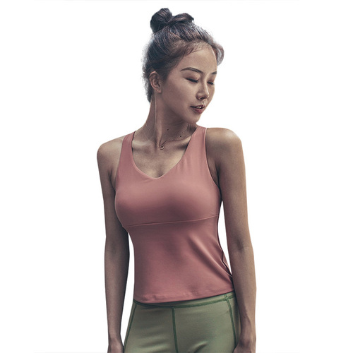 Moodyoga Women's Sports Backless Tank Top Quick Dry Breathable with Bra Pad, Beautiful Back Support Shockproof Inner Fitness Tank Top Wholesale